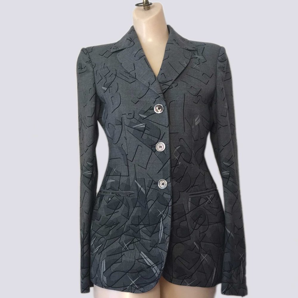 Moschino Couture gray print blazer size 42/8